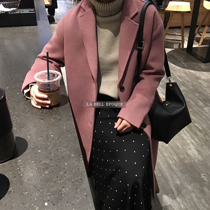 Black dot dot polka dots A line long flared skirt