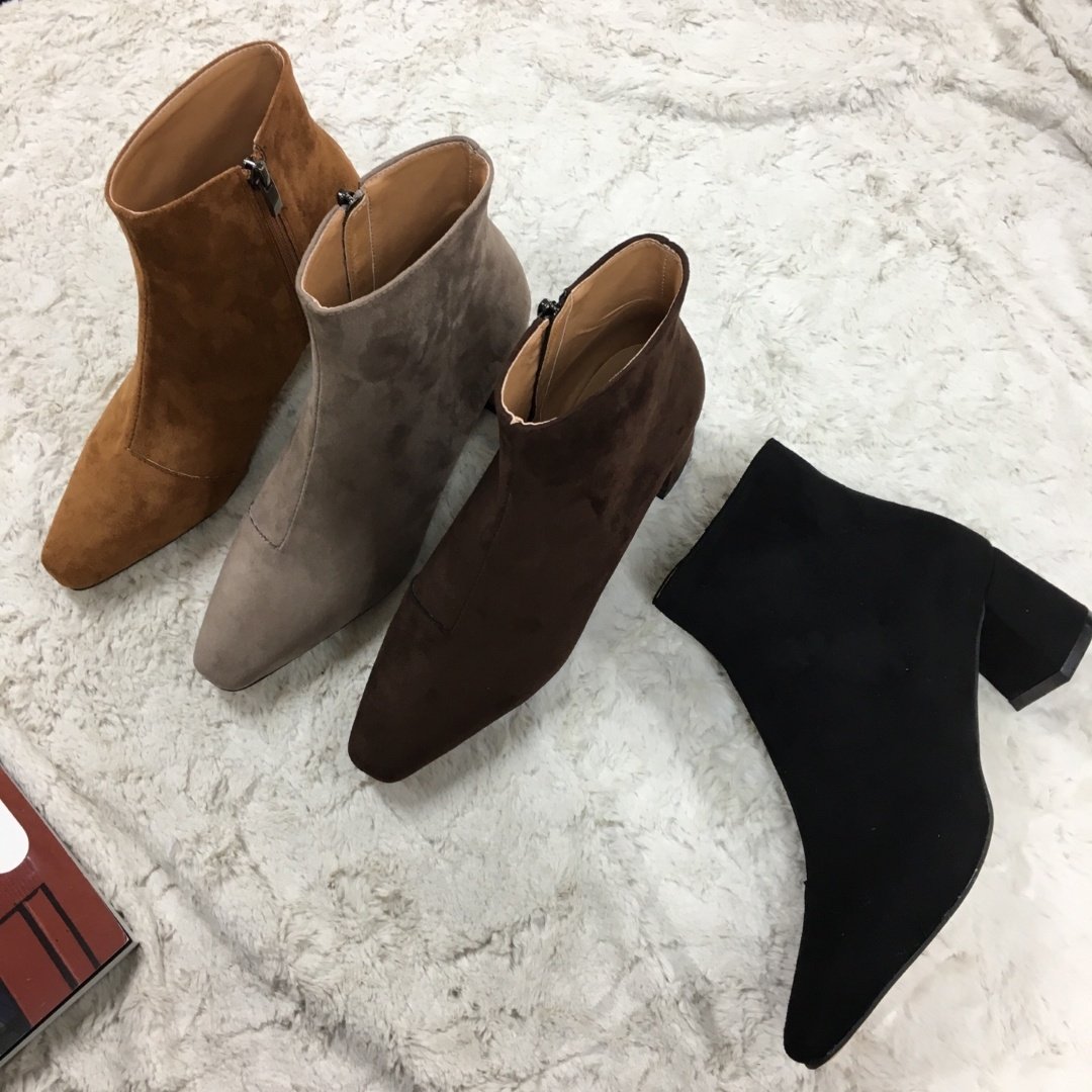 Suede Basic Mid-angle Boots Low-heel Chelsea Walke