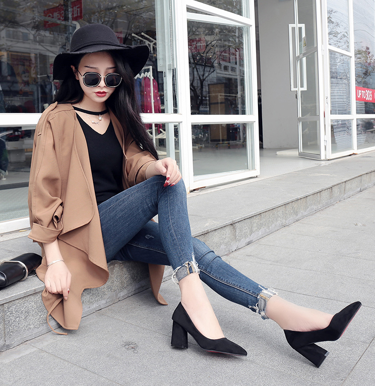 Stiletto Tongue Middle Hill 8cm Women 20s Fall Sho