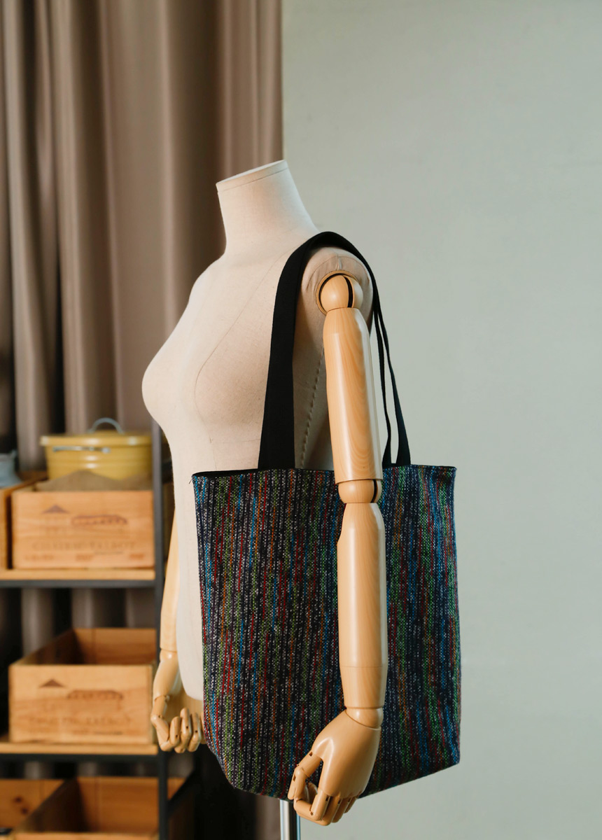 Stripe knit eco bag bag shoulder bag two-way style