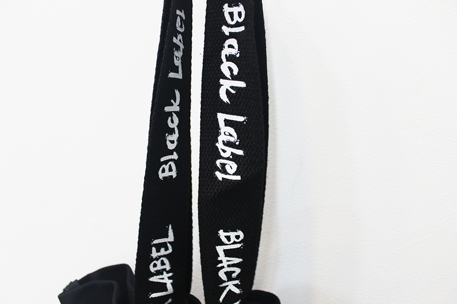 Black lettering eco-back label daily embroidered c