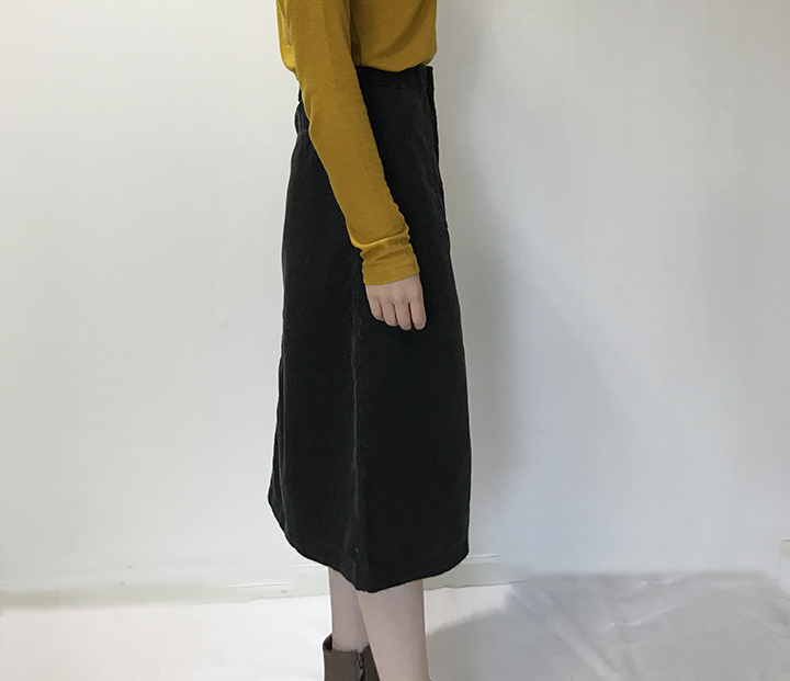 Corduroy Midi Skirt Golden Fall Winter Autumn Leaf