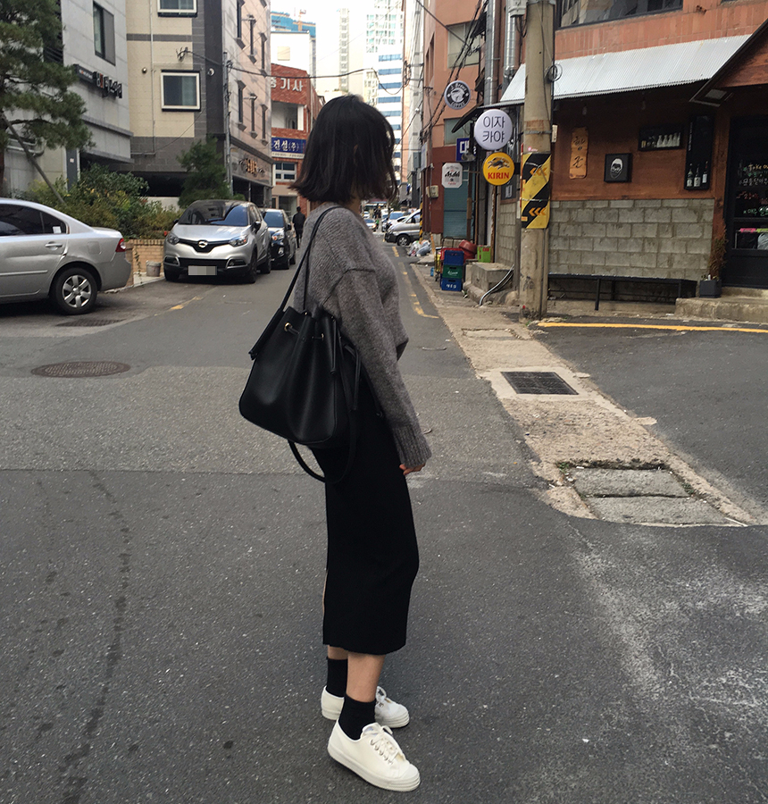 Ip Golij knit top skirt black, gray 2col woman'