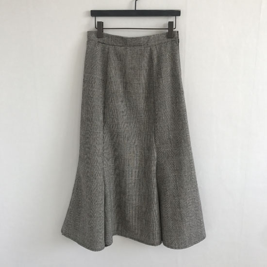 Wool blend check flare long skirt 2 color autumn w