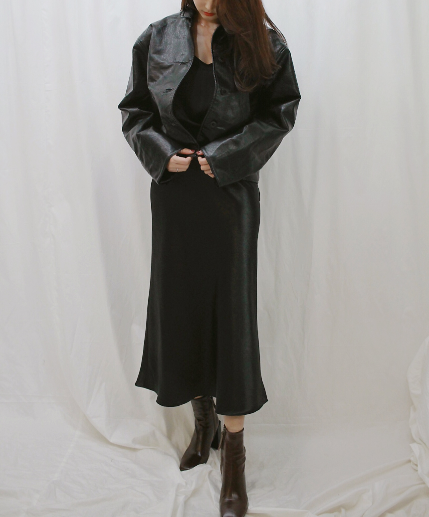 Satin Long skirt Silk A line Shatin Coordination W