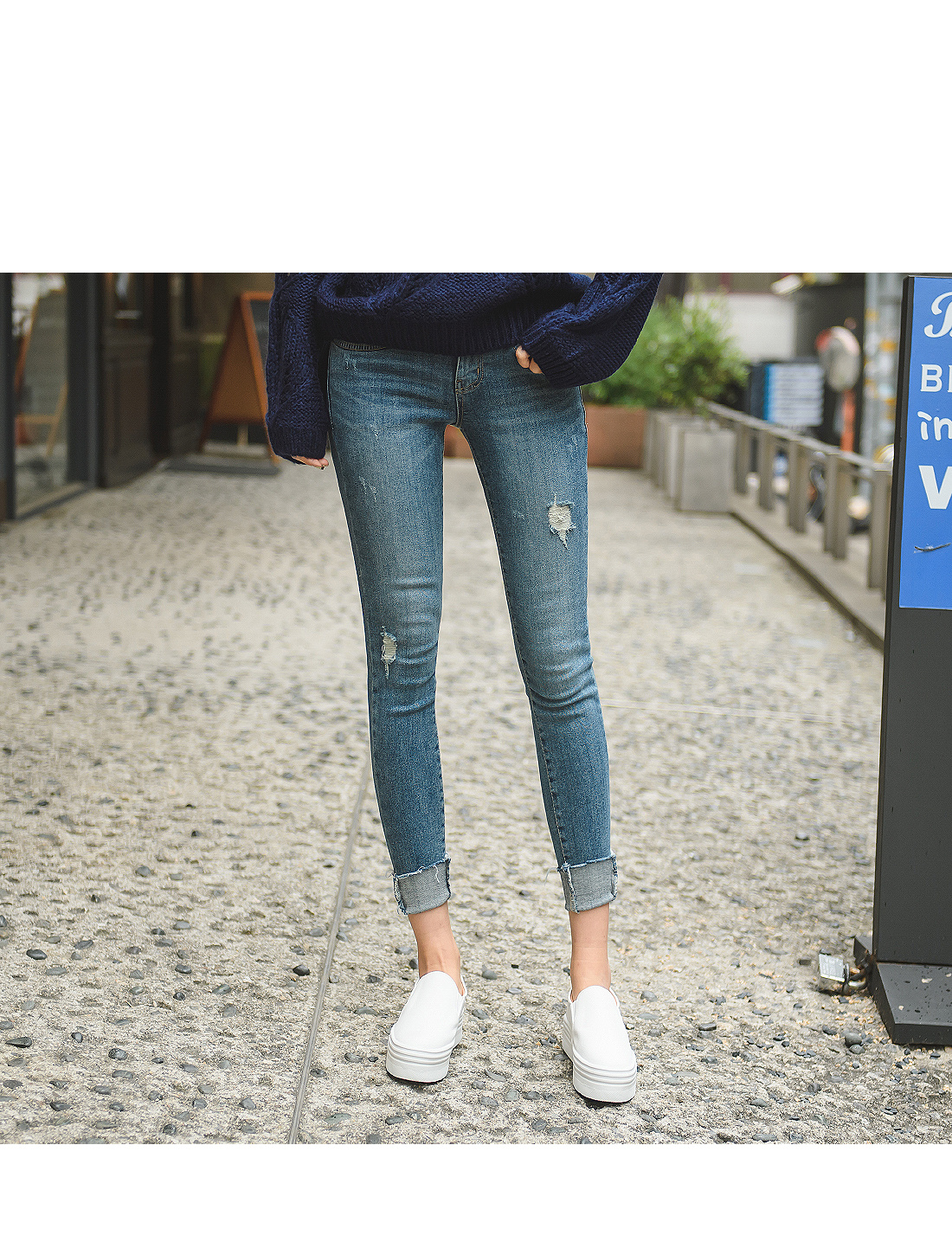 Korea Jeans Pants Skinny pants cut skirt perry