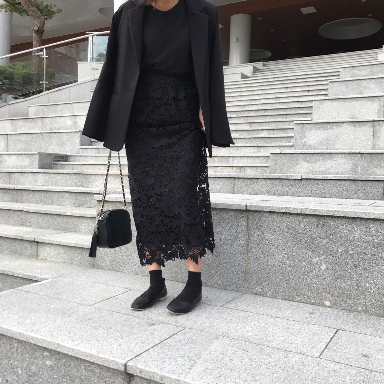 H line punching embroidery lace waist banding skir