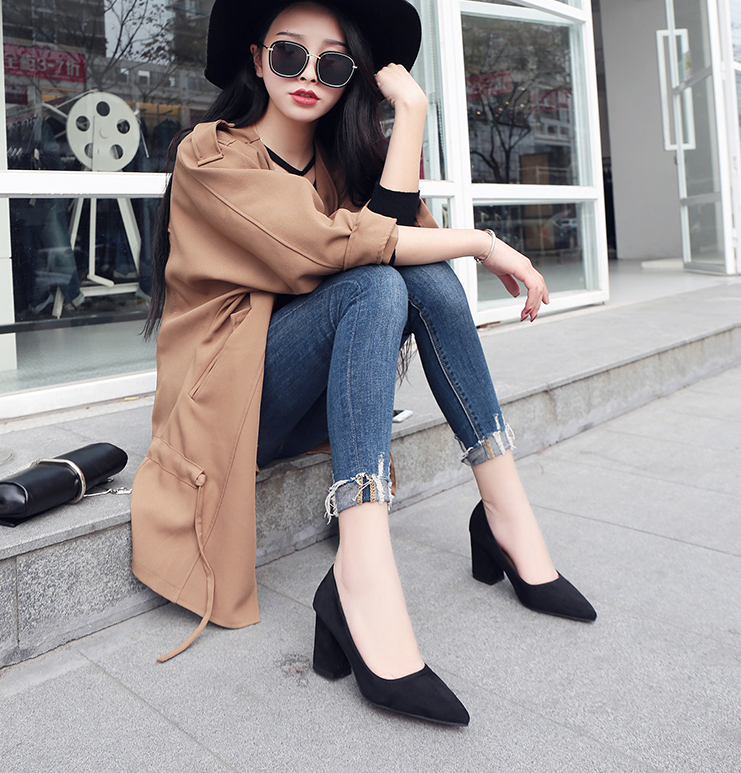 Stiletto Tongue Middle Hill 8cm Women 20s Fall Sho