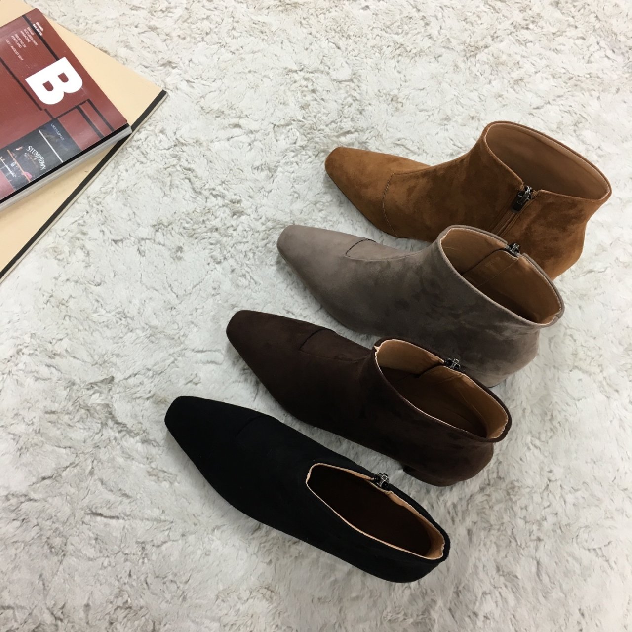 Suede Basic Mid-angle Boots Low-heel Chelsea Walke