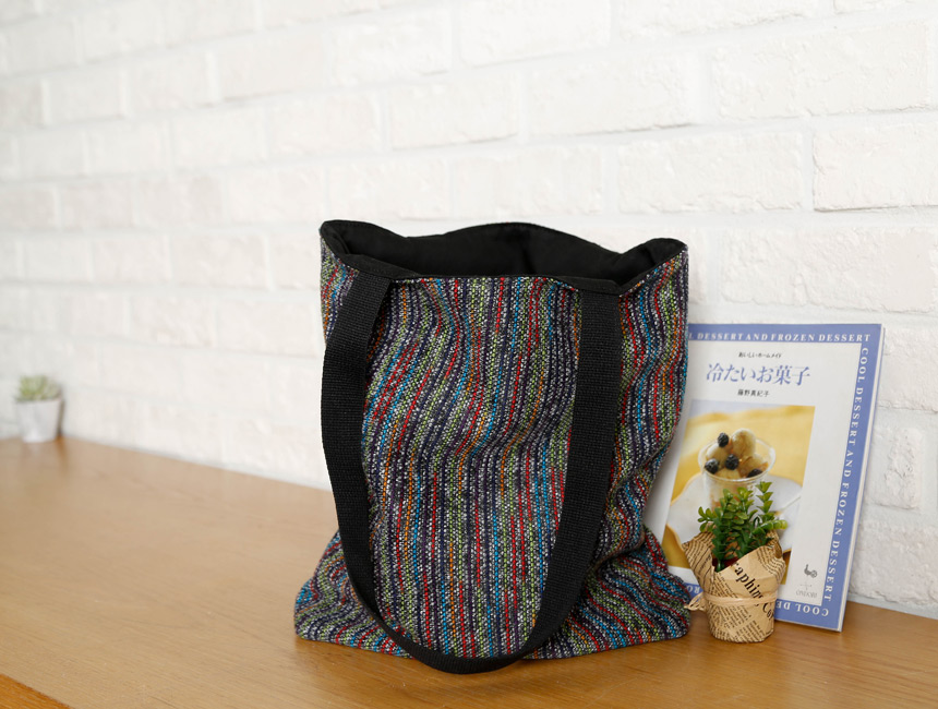 Stripe knit eco bag bag shoulder bag two-way style