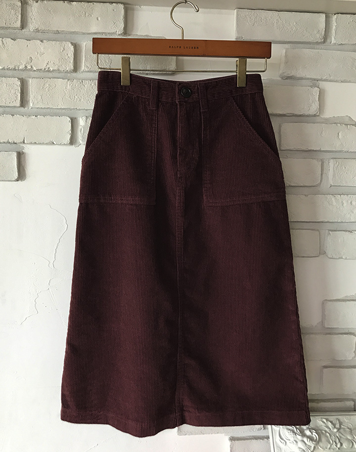 Corduroy Midi Skirt Golden Fall Winter Autumn Leaf