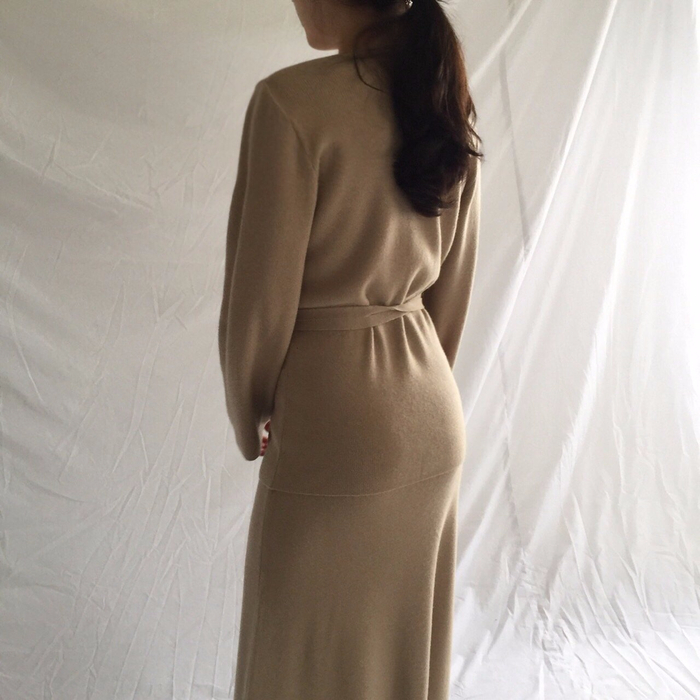 Winter a line knit skirt banding Long Beige Long B