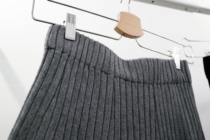 Flare Banding Knit Skirt Wrinkle Unlined Long Skir