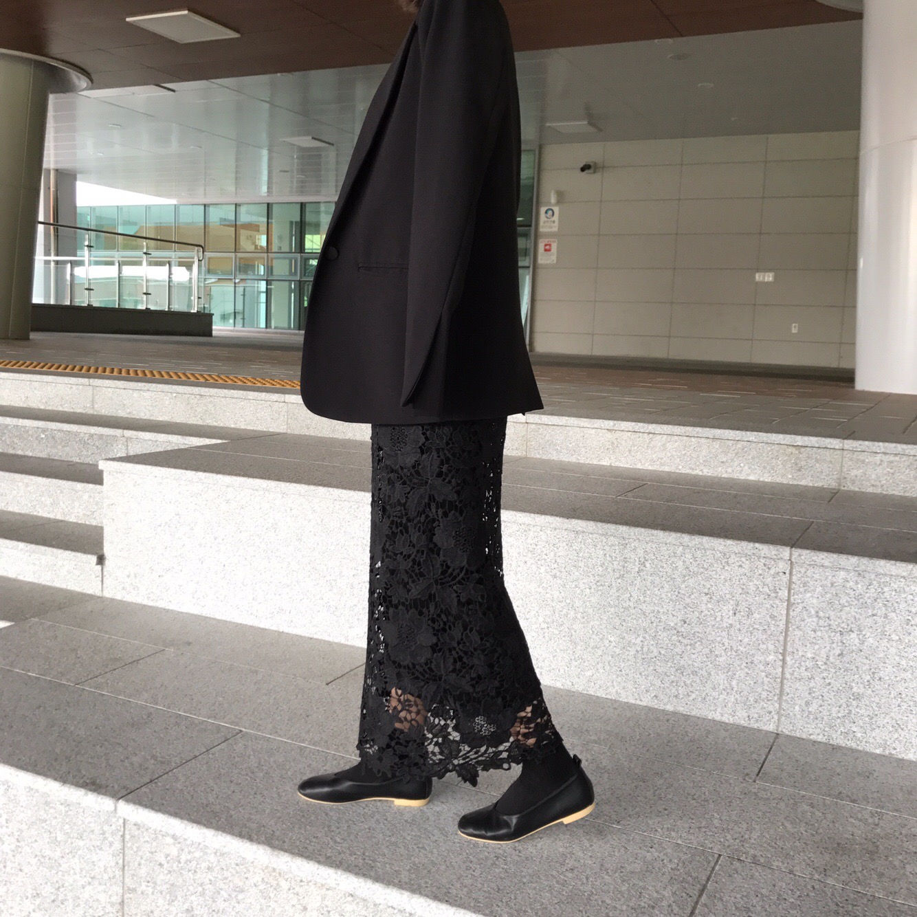 H line punching embroidery lace waist banding skir