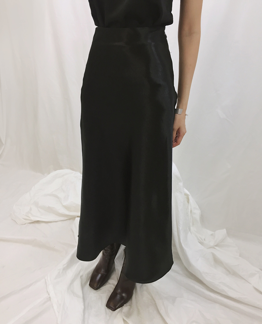 Satin Long skirt Silk A line Shatin Coordination W