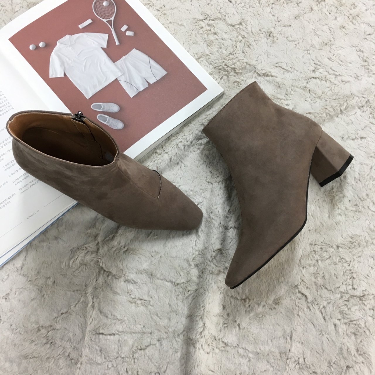 Suede Basic Mid-angle Boots Low-heel Chelsea Walke