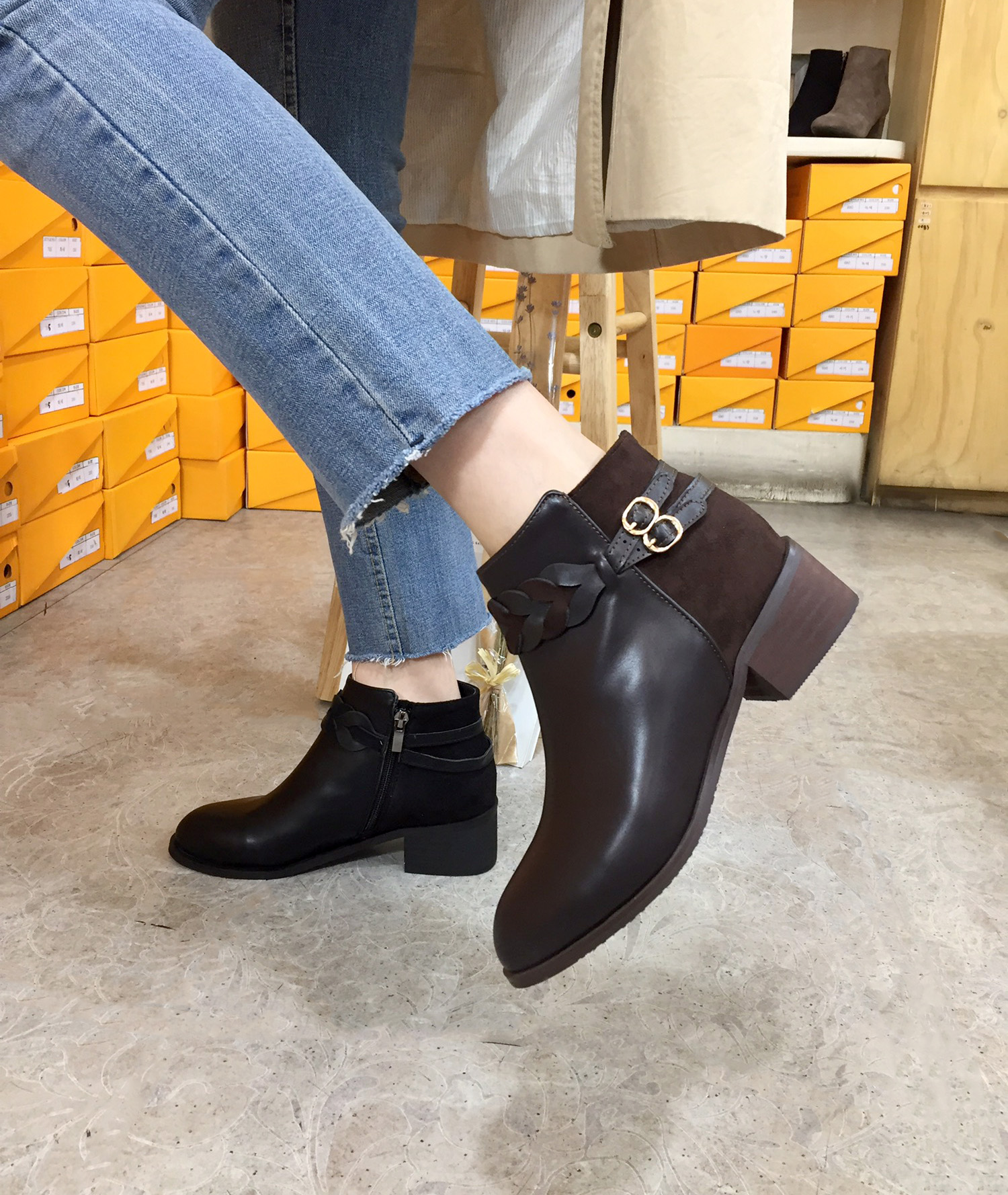 4cm twisted chin plate Suede zipper Decorative foo