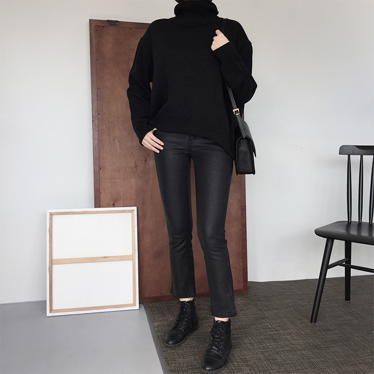 Korea Jeans Pants Matte Black Date Coated Jean Gir