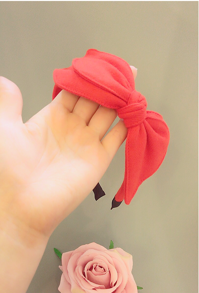 Hair Accessories Red One Ribbon Point Woolen Hair 
