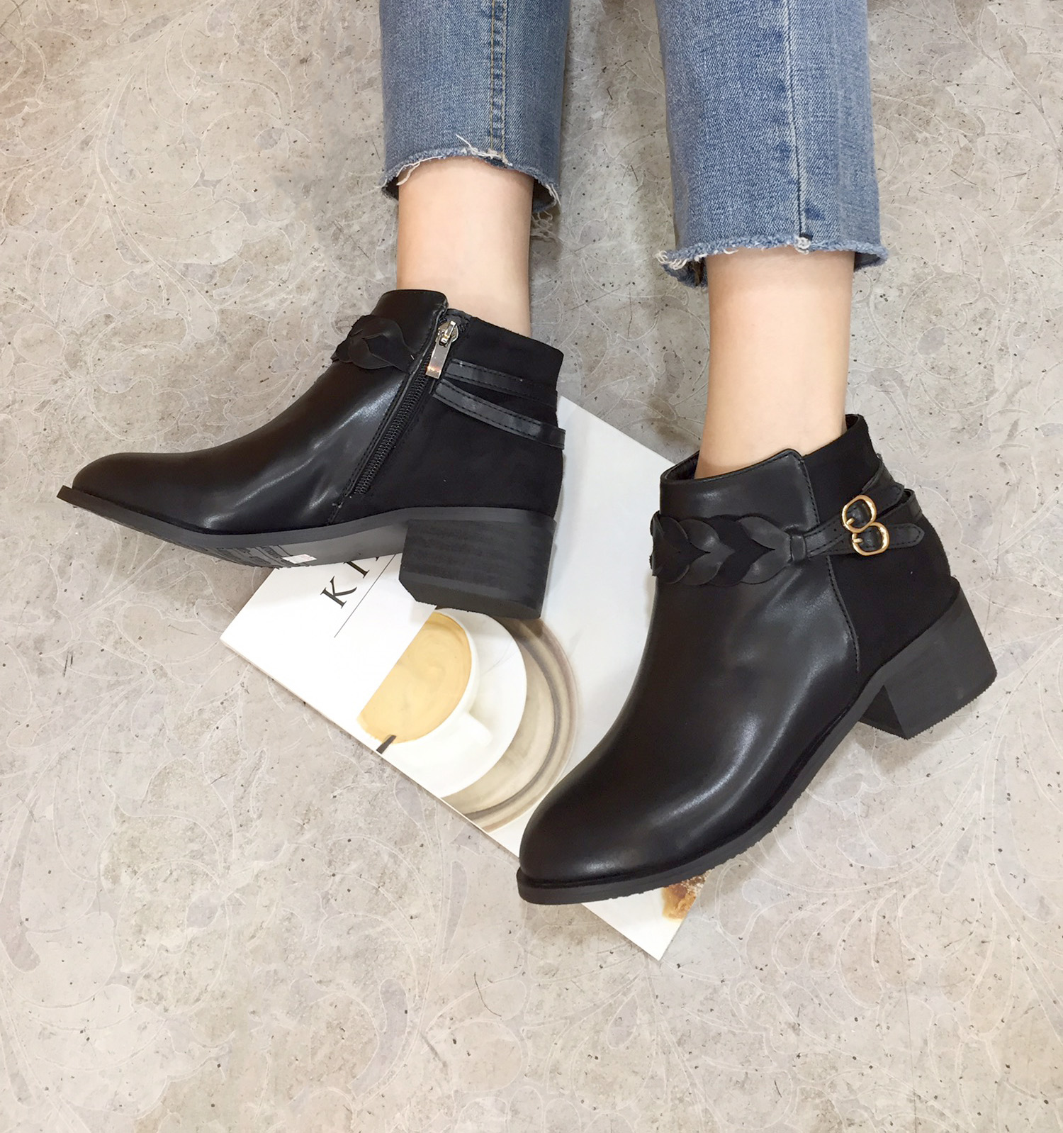 4cm twisted chin plate Suede zipper Decorative foo