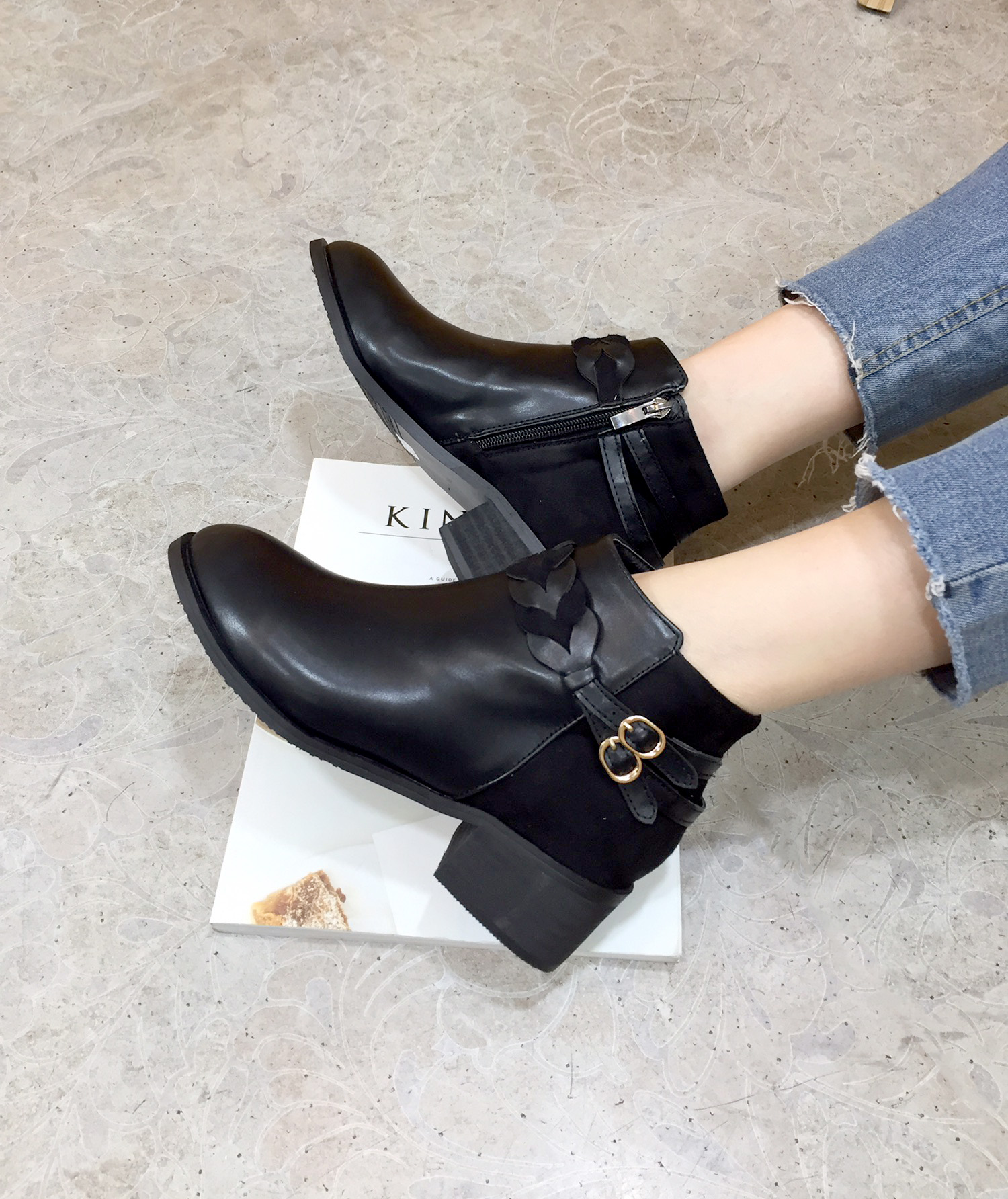 4cm twisted chin plate Suede zipper Decorative foo