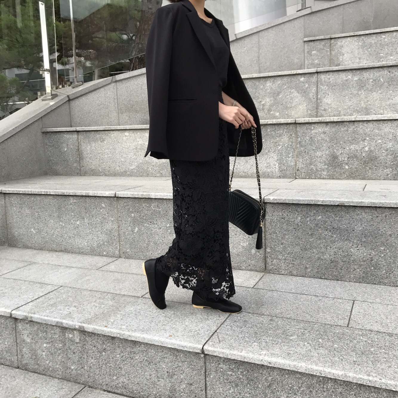 H line punching embroidery lace waist banding skir