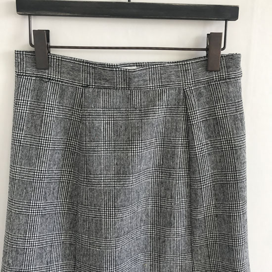 Wool blend check flare long skirt 2 color autumn w