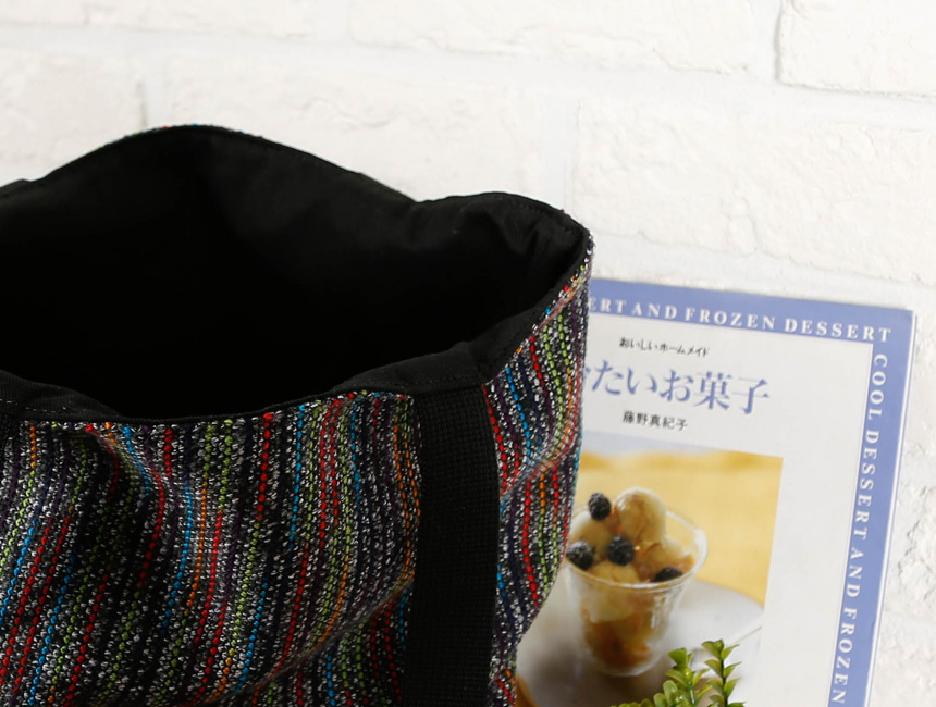 Stripe knit eco bag bag shoulder bag two-way style