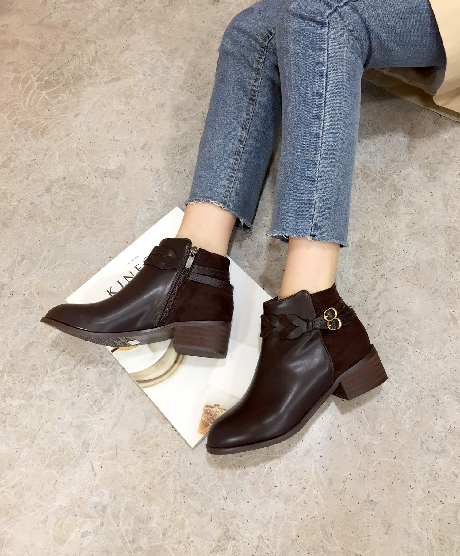 4cm twisted chin plate Suede zipper Decorative foo