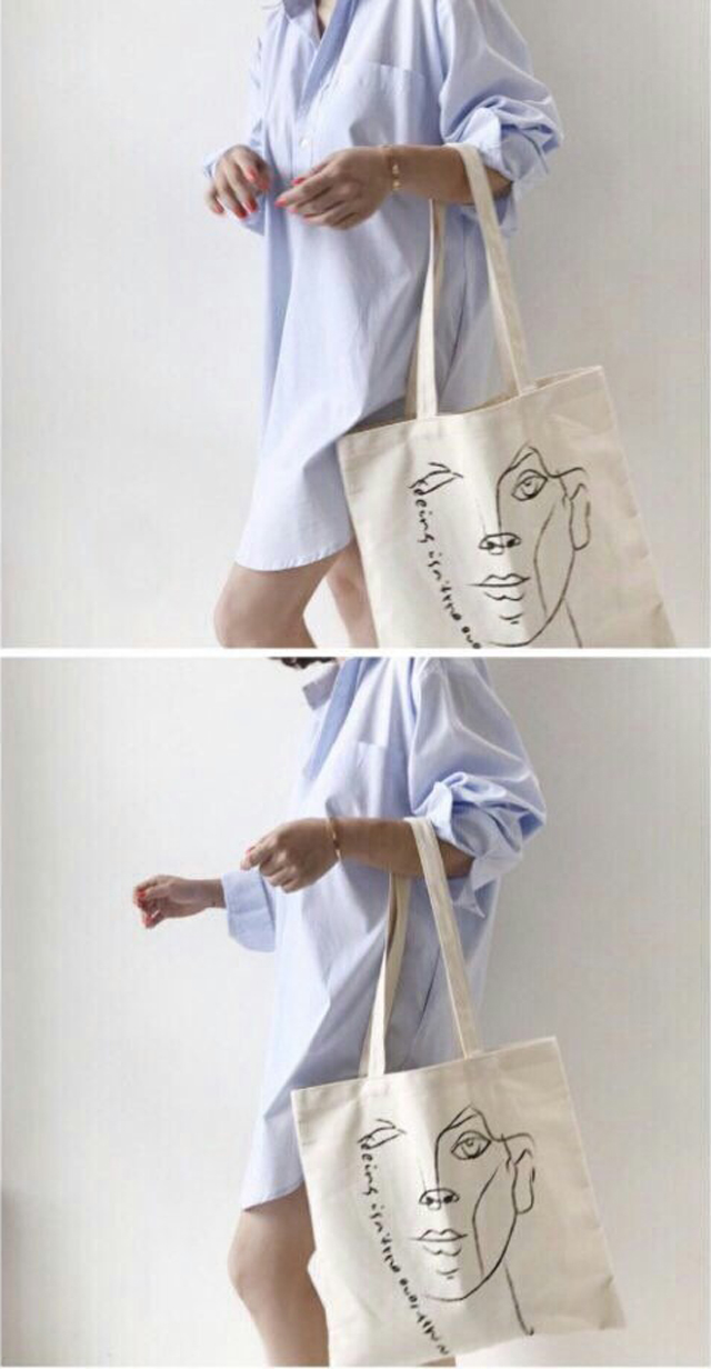 Illustration Eco Bag - Ivory cute sporty outfit te