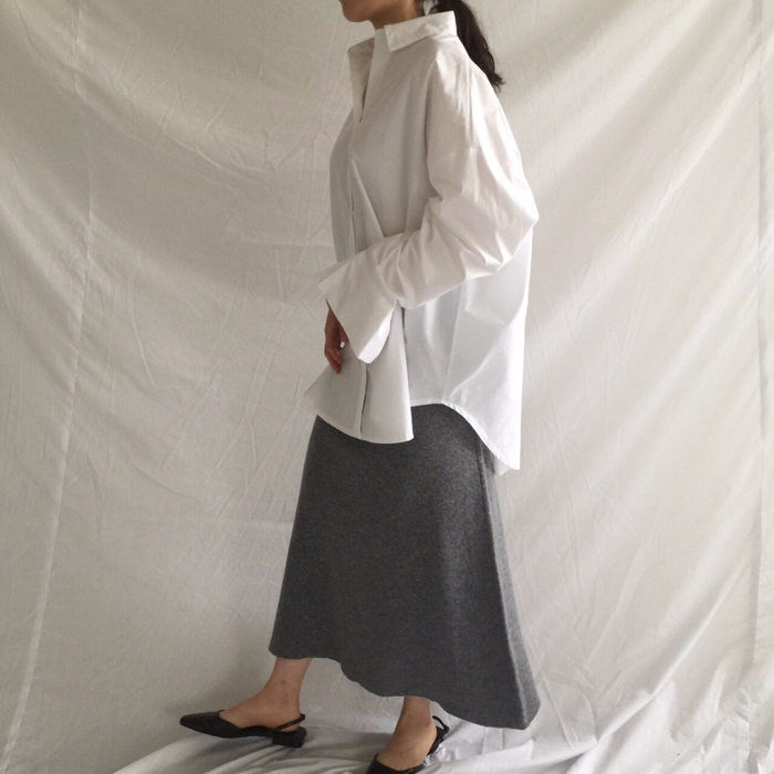 Winter a line knit skirt banding Long Beige Long B