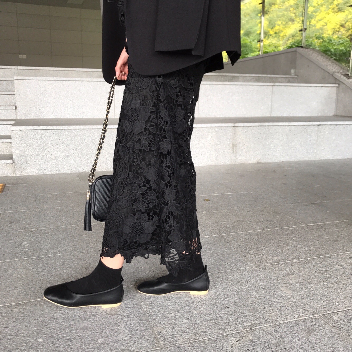 H line punching embroidery lace waist banding skir