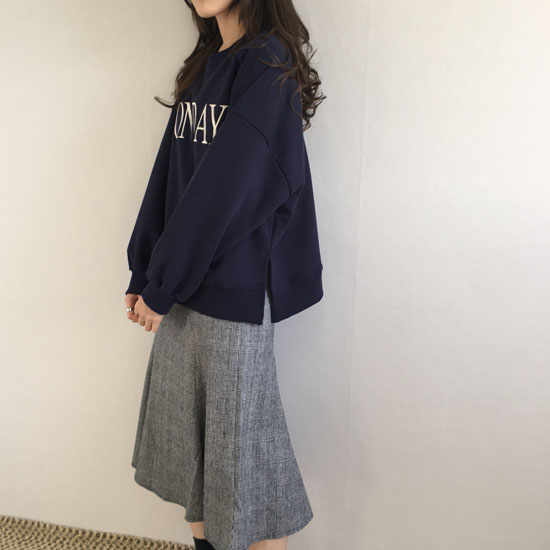 Wool blend check flare long skirt 2 color autumn w