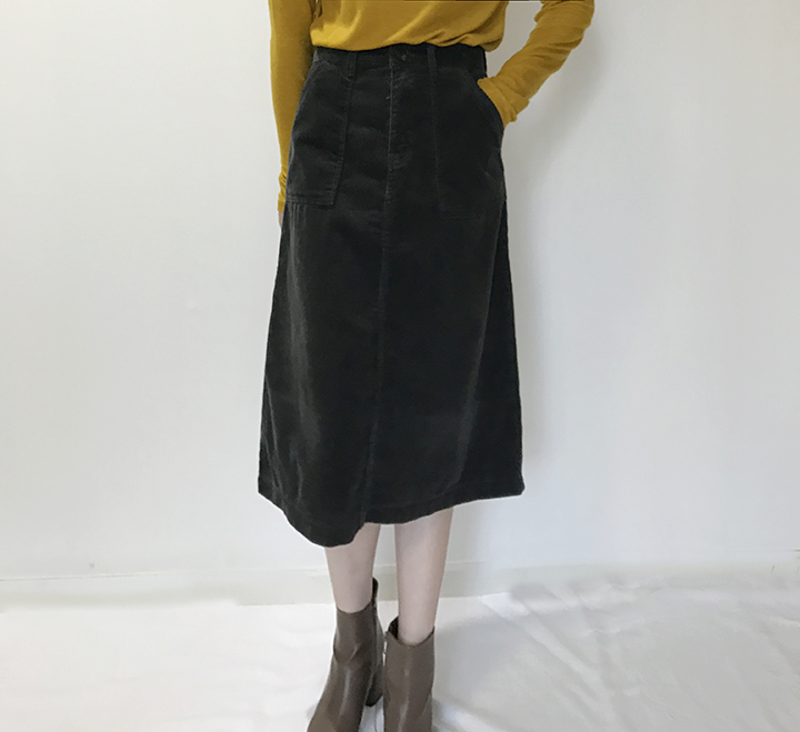 Corduroy Midi Skirt Golden Fall Winter Autumn Leaf