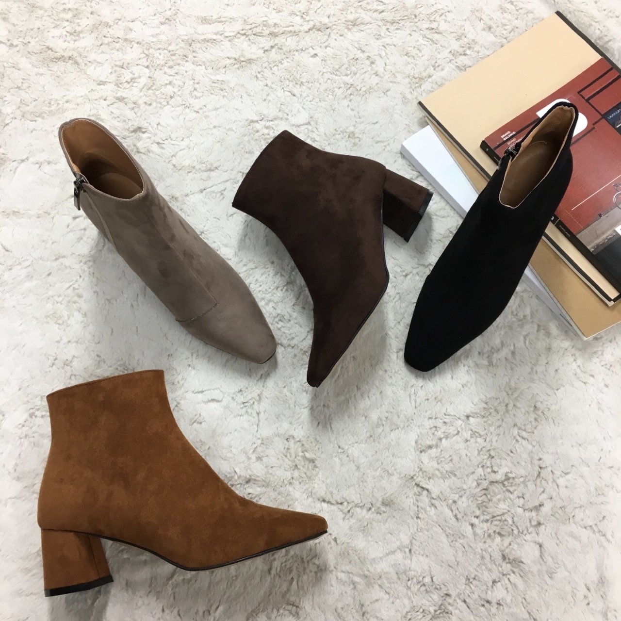 Suede Basic Mid-angle Boots Low-heel Chelsea Walke