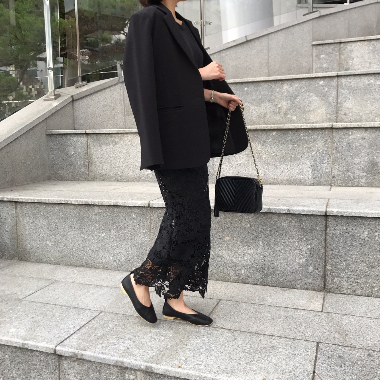 H line punching embroidery lace waist banding skir