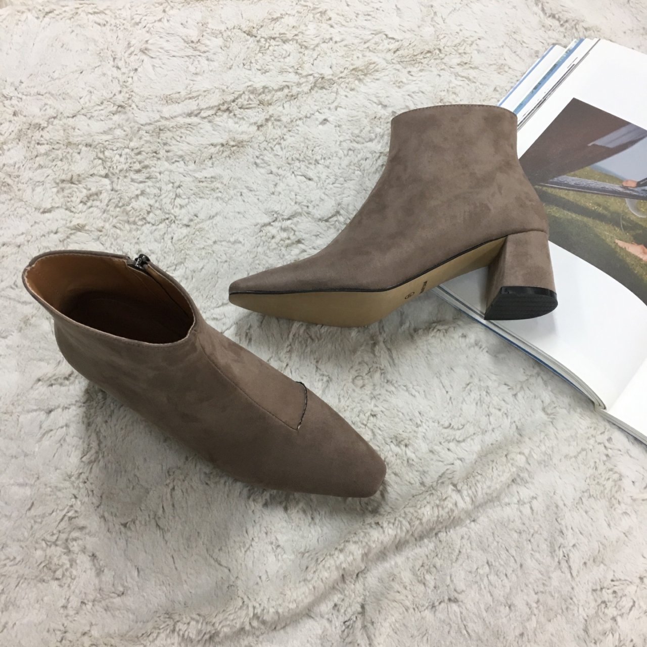 Suede Basic Mid-angle Boots Low-heel Chelsea Walke