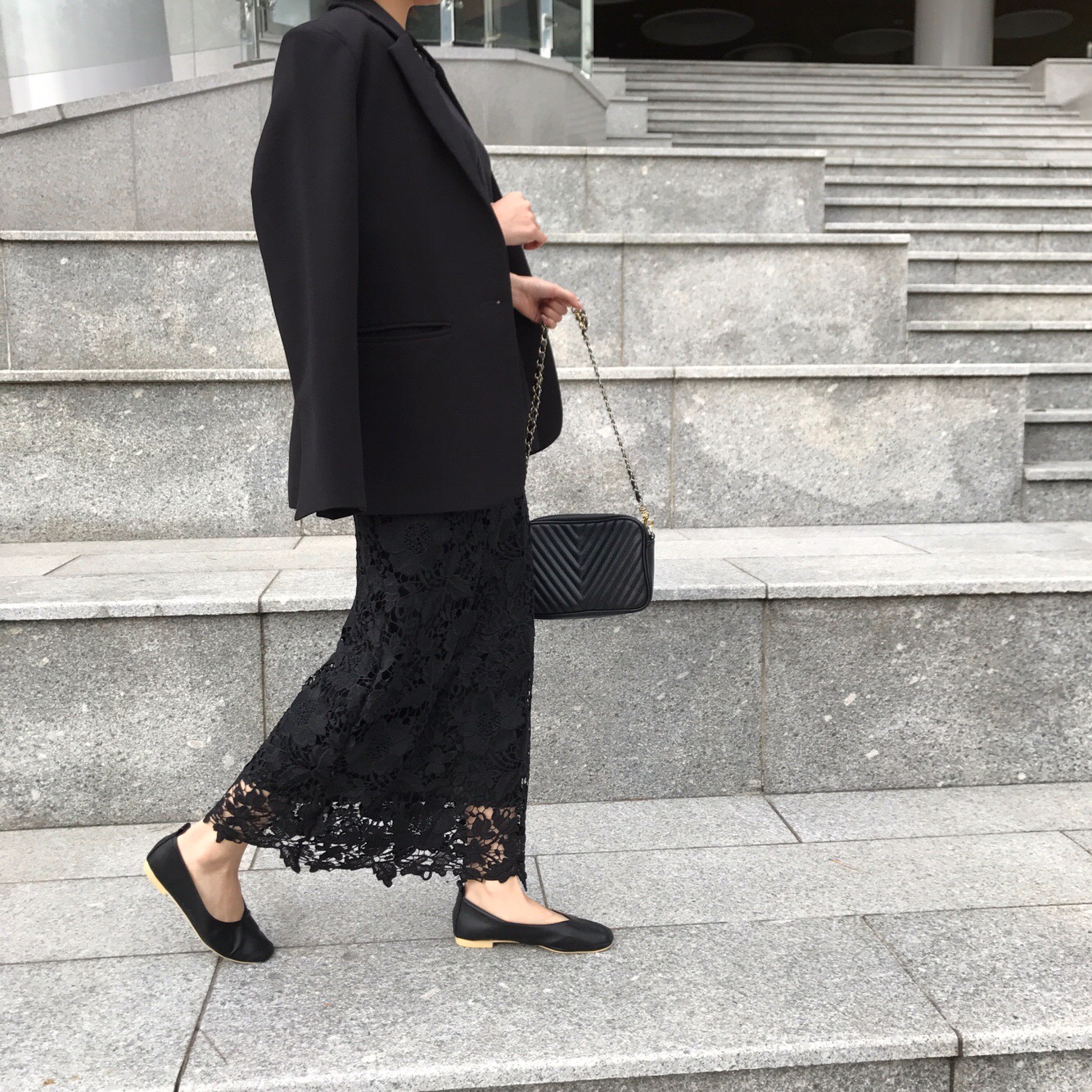 H line punching embroidery lace waist banding skir