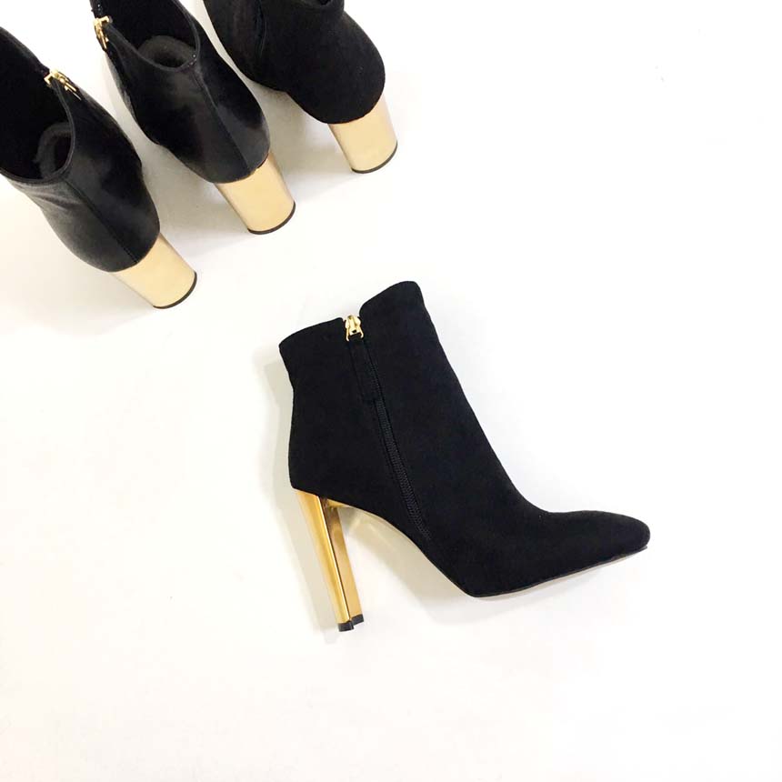 Gold Sheep Angle Boots Leather Suede Women's An