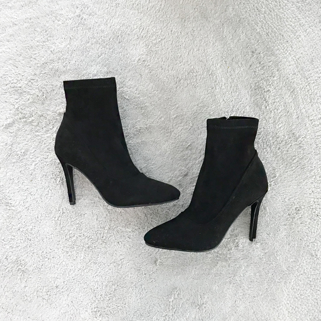 Suede Stiletto Zipper Socks Angle Boots Heel 10CM 