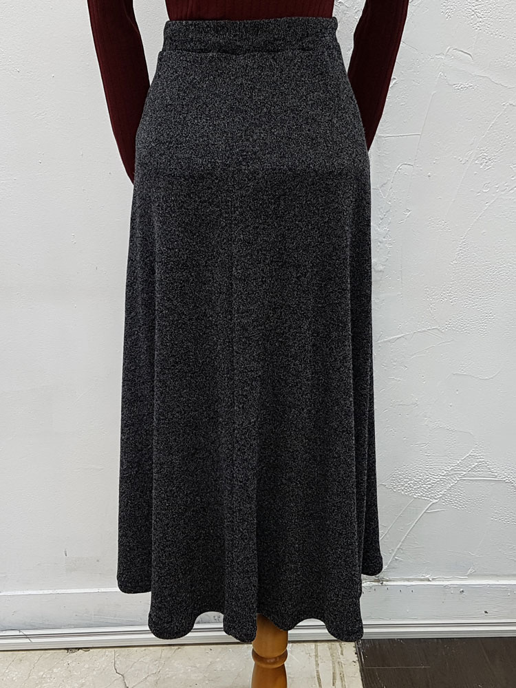 Ribbon Banding Knit Flare Skirt Daily Look Long sk