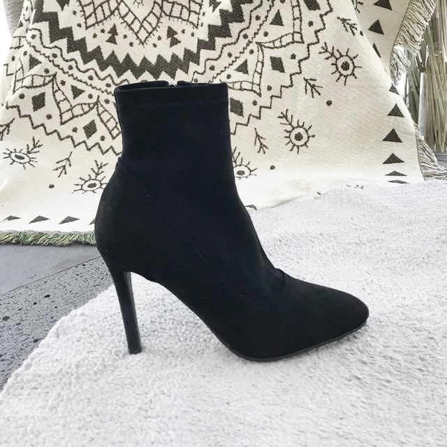Suede Stiletto Zipper Socks Angle Boots Heel 10CM 