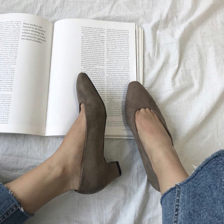 Retro Mood Tongue Middle Heel Pumps 5cm Shoes Keat