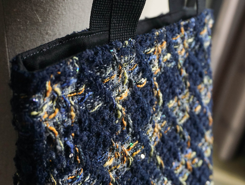 Navy Tweed Check Eco Bag Unusual Shoulder Bag Clot