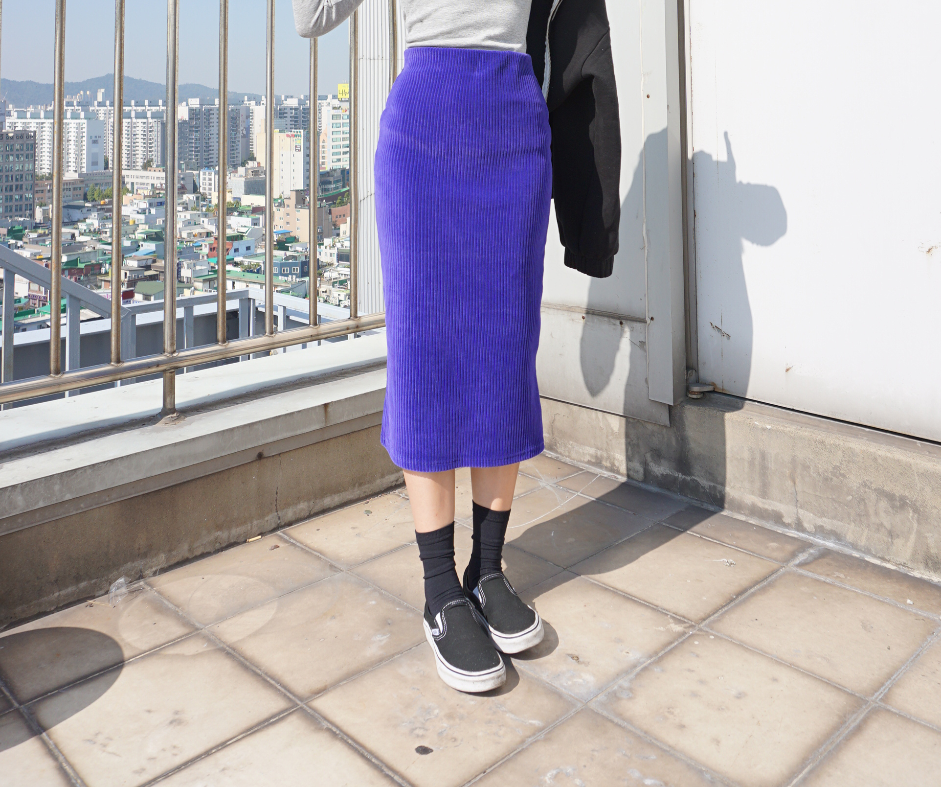 Velvet Corrugated H Line Long Skirt Unique Bending