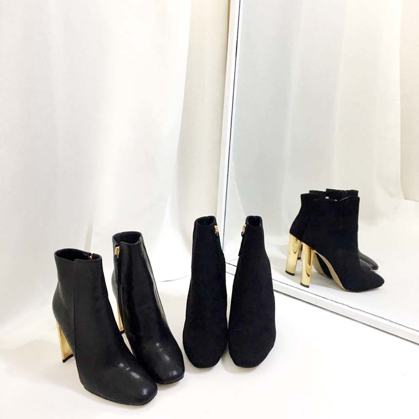 Gold Sheep Angle Boots Leather Suede Women's An