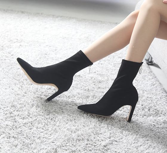 Fleur Rouge Suede Span Sax Angle Boots 9cm Ankle 2