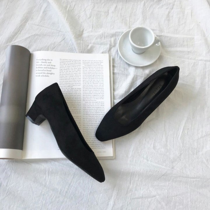 Retro Mood Tongue Middle Heel Pumps 5cm Shoes Keat