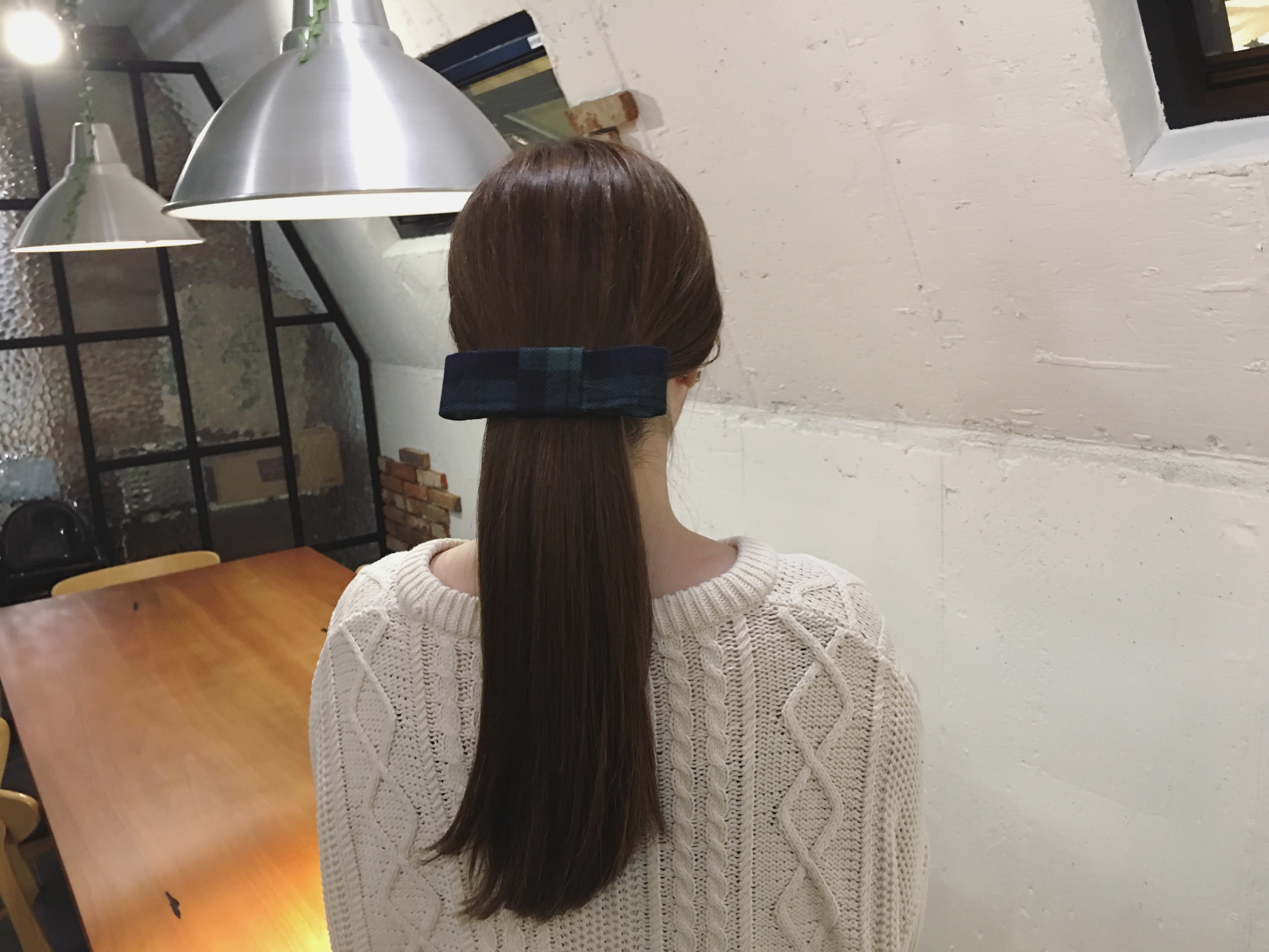 Hair Accessories Green check wool ribbon pin Handm