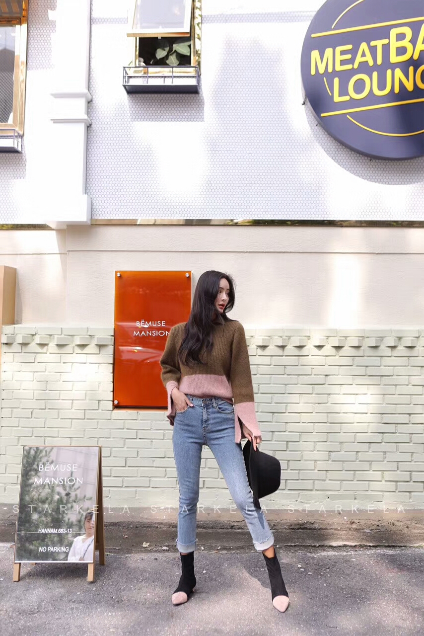 Basic Stiletto Knit Angle Boots 30s Women's Fas